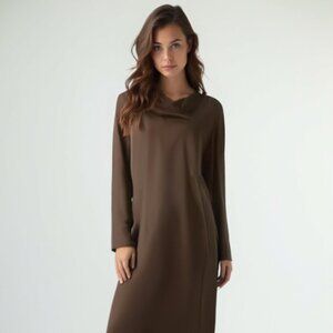 ❤️ CMC Color Me Cotton Brown Maxi Dress Longsleeves Size XS